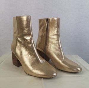 JCrew Maya Ankle Boots in Metallic Gold size 9